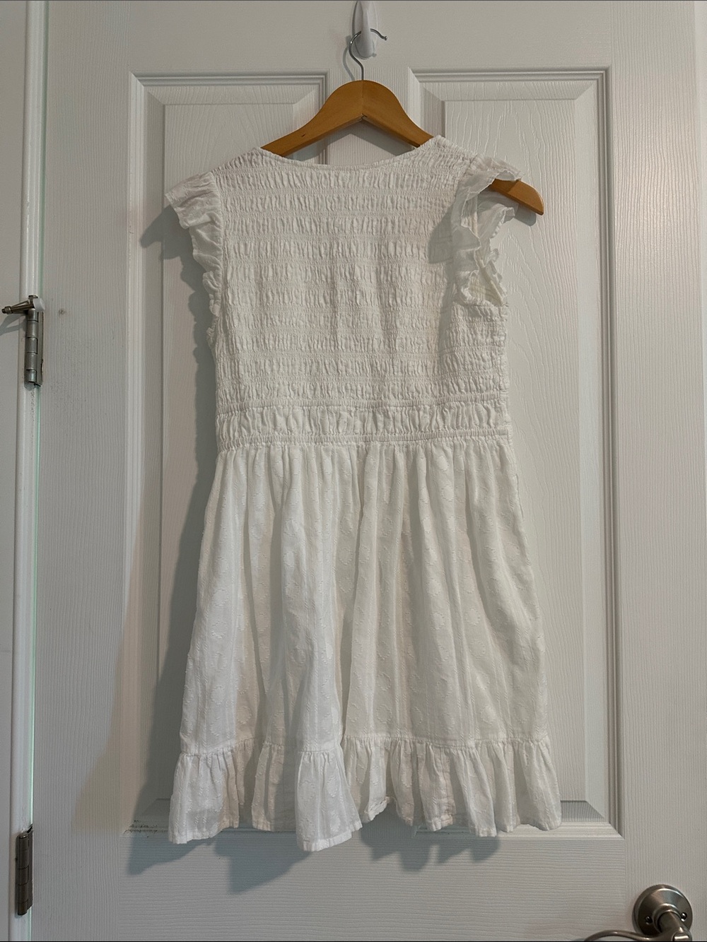 Anthropologie White Eyelet Ruffled Button-Front Dress - Picture 2 of 7